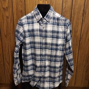 Men's Blue and White Plaid Flannel Shirt Eddie Bauer New NWT Small Classic Fit